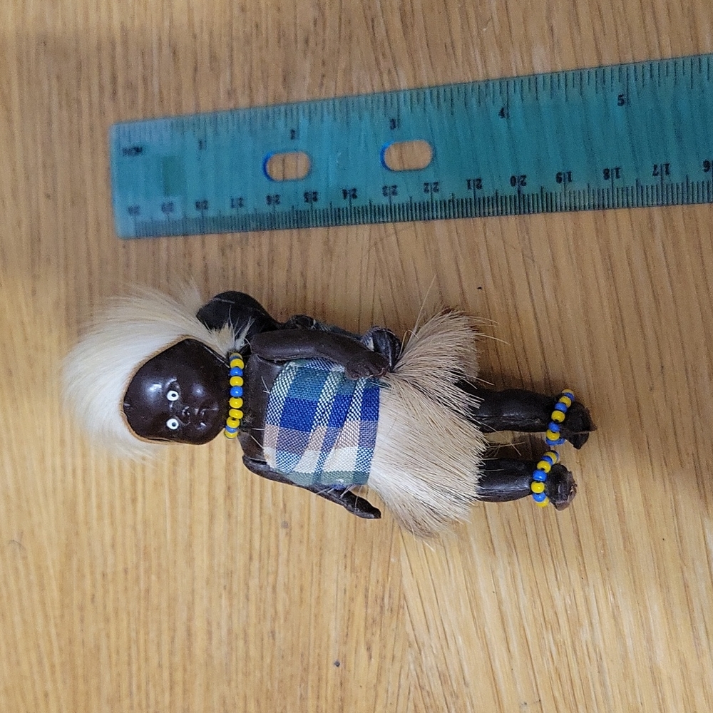 African american Tribal doll, hard Plastic, carrying baby, old